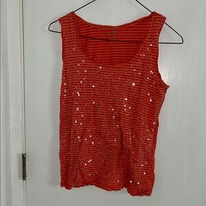 Orange Striped Sequin Tank Top (s)